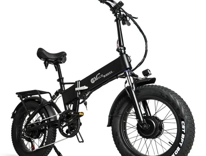 CMACEWHEEL Vélos électriques, Moteur 1500W Batterie 48V 18AH, Vélo électrique pliant, Cinq vitesses, Pneu CST 20*4.0, Noir