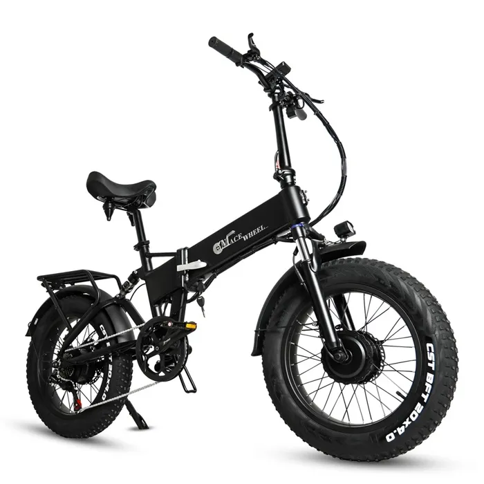 CMACEWHEEL Vélos électriques, Moteur 1500W Batterie 48V 18AH, Vélo électrique pliant, Cinq vitesses, Pneu CST 20*4.0, Noir