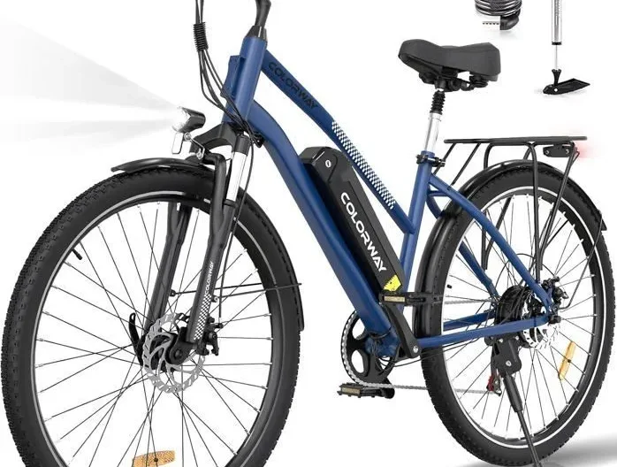 COLORWAY Vélo Électrique 28" VAE - E-BIKE VTT Batterie amovible 36V 15Ah - Moteur 250W - Shimano 7 Vitesses - Bleu