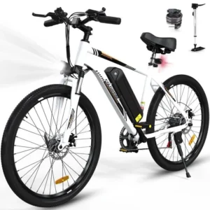 COLORWAY Vélo Électrique Blanc, VTT 26" E-Bike Vélo Assistance Électrique avec Batterie Amovible 36V 15Ah, Shimano 7 Vitesses