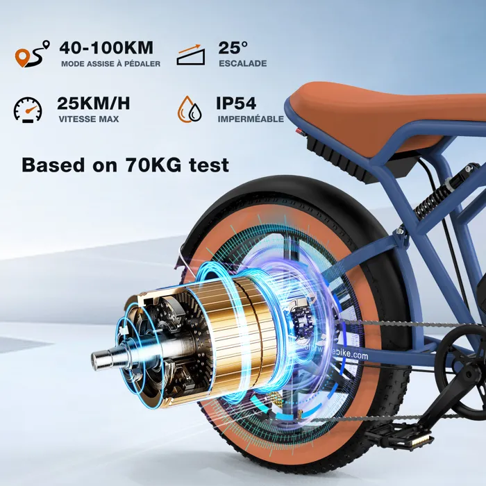 COLORWAY Vélo électrique, E-BIKE Tout Terrain de 20" avec Pneu 4.0 Fat, Moteur 250W et Batterie 48V 15Ah, Shimano 7 Vitesses – Image 4