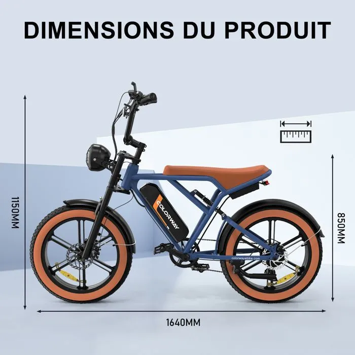 COLORWAY Vélo électrique, E-BIKE Tout Terrain de 20" avec Pneu 4.0 Fat, Moteur 250W et Batterie 48V 15Ah, Shimano 7 Vitesses – Image 6