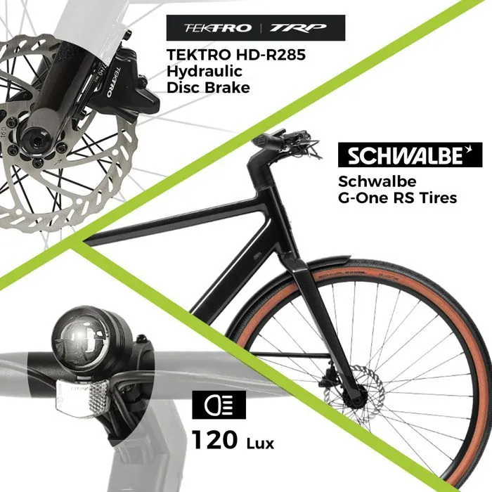 Vélo Électrique DERUIZ Turmali M 28" Urbain, 36V10Ah, GATES CARBON DRIVE CDN, Ville E-Bike 17.8kg, Bleu – Image 5