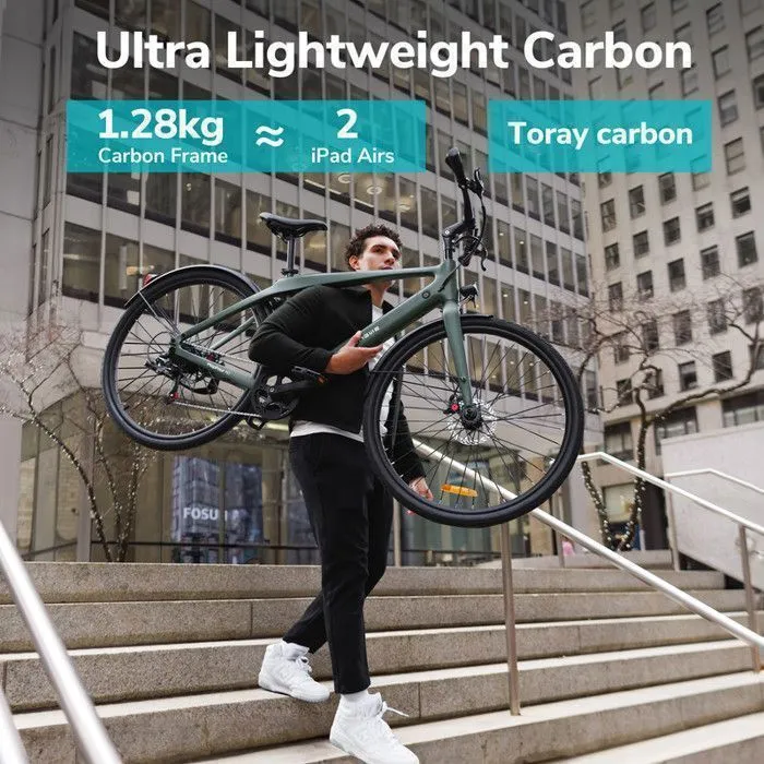 ENGWE MAPFOUR N1 Air Vélo électrique - Autonomie MAX 100km - Batterie 36V13Ah - Moteur 250W - Cadre en fibre de carbone, Vert – Image 4