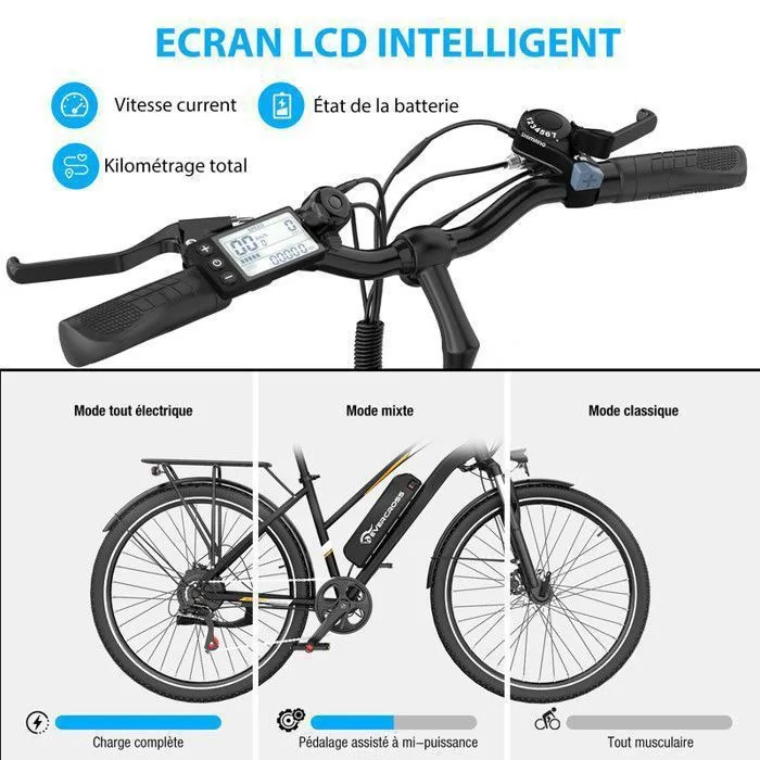 Vélo électrique adulte EVERCROSS TECH EK28 - Pneu 28" Batterie amovible 36V 13Ah Moteur 350W 7 Vitesse Freins à Double Disque – Image 3