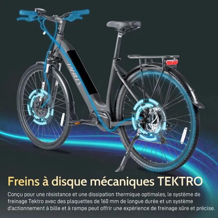 Fafrees FM9 250W Vélo électrique urbain - Moteur Bafang 250W monté au milieu - Batterie 15Ah - Pneus 700C*45C - Vert – Image 6
