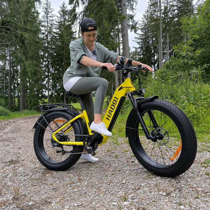 HAOQl Eagle step Thru 2.0 - Vélo électrique 26'' - Moteur 250W - Batterie 48V20Ah - SHIMANO 7 Vitesses - VTT fat bike,Jaune – Image 4