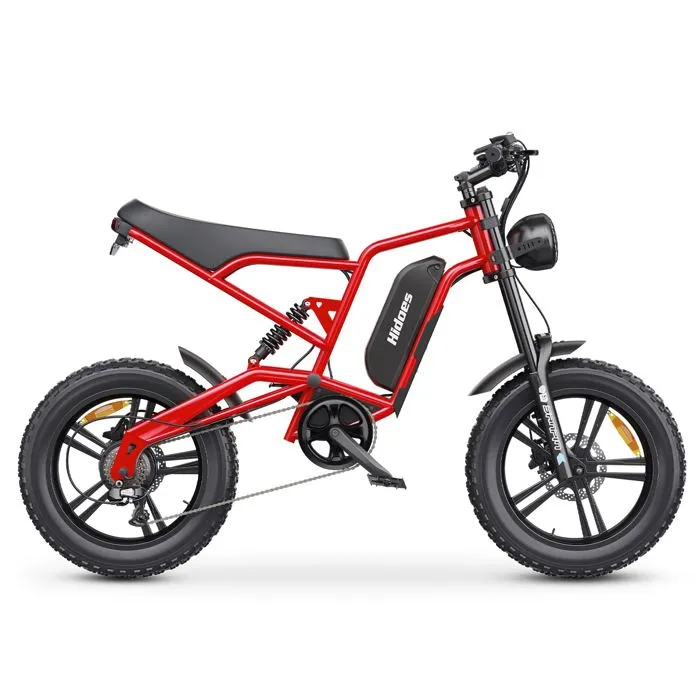 Hidoes HD-B6 Vélo Électrique - Moteur 1200W Batterie 48V15.6AH Freins à Disque Hydrauliques - Rouge – Image 4