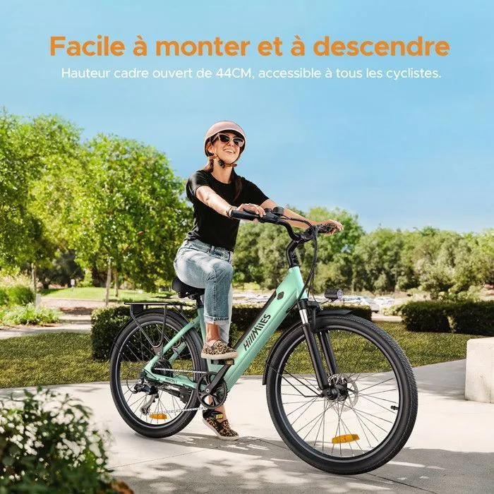 HILLMILES Milecity 1 - Vélo Électrique 26" - Moteur 250W - Batterie Amovible 36V 13Ah - Autonomie 100km - Shimano 7 vitesses, Gris – Image 5