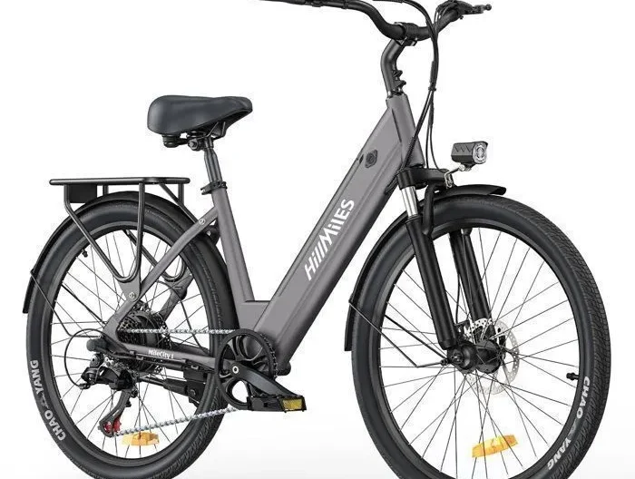 HILLMILES Milecity 1 - Vélo Électrique 26" - Moteur 250W - Batterie Amovible 36V 13Ah - Autonomie 100km - Shimano 7 vitesses, Gris