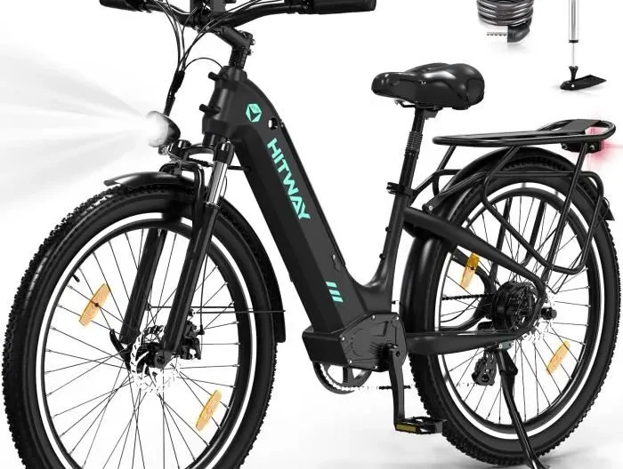 HITWAY 26"X3.0 Vélo Électrique VAE, 250W E-Bike, Batterie Amovible 48V 18AH, Shimano 7 Vitesse, Noir