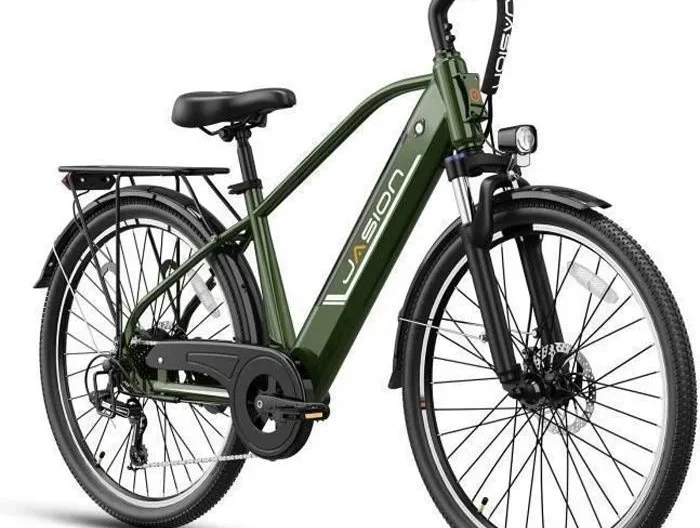 JASION Vélo électrique 26" Vert - Batterie amovible 48V/11Ah -Moteur 750 W-Shimano 7 Vitesses-Ville E-Bike -Vélo de Trekking