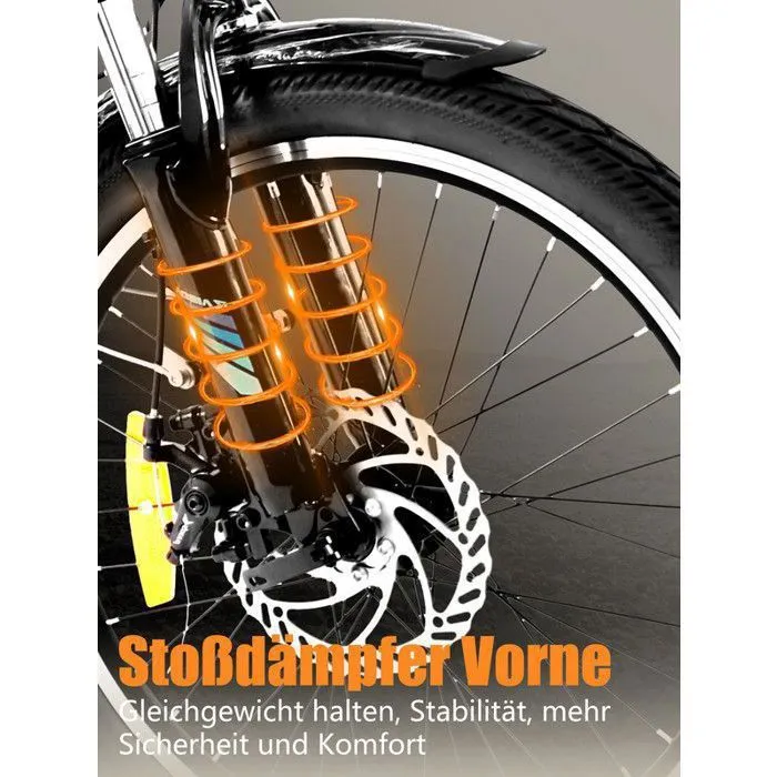KAISDA K7 Vélo Électrique Pliable 20”- Moteur 350W Batterie 36V13AH - Autonomie 70km - Shimano 7 Vitesses - Freins à disque,Noir – Image 4