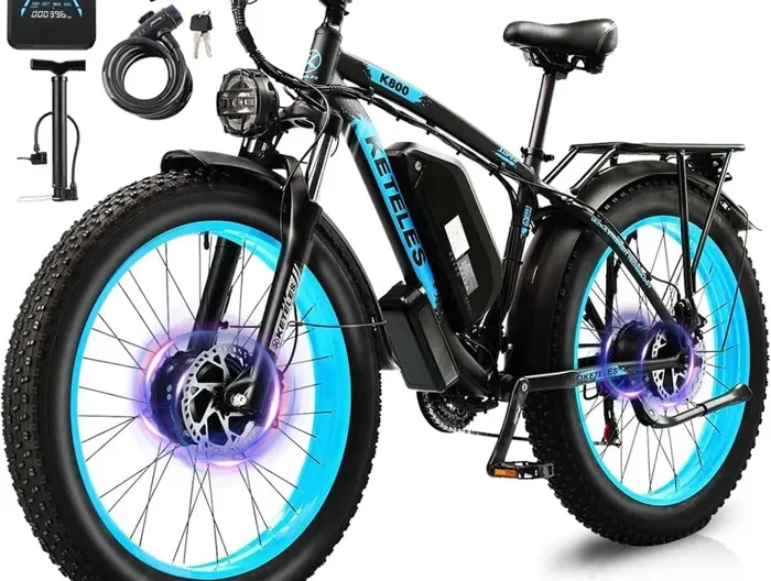 KETELES K800-2000W vélo électrique à double moteur avant et arrière-21 vitesses-batterie Samsung 23AH-pneus tout-terrain 26*4-bleu