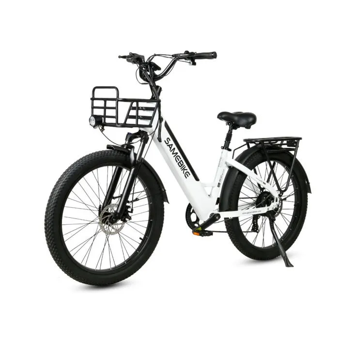 SAMEBIKE A01 Plus - Vélo électrique - Roues de 26 pouces - Moteur 750w -Batterie 48V14Ah - Vélo ville shimano 7 vitesses, Blanc – Image 2