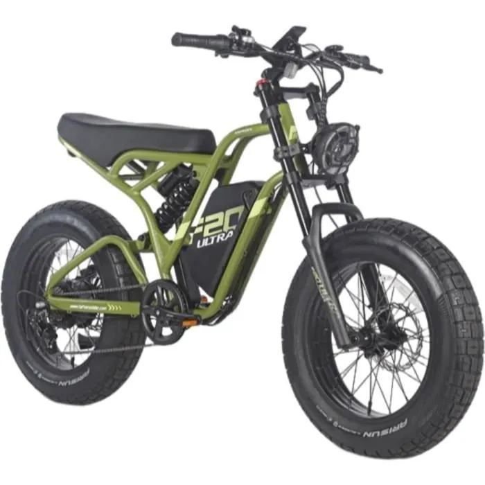 velo electrique Fafrees F20 Ultra Autonomie 100km Moteur 750W Doubles amortisseurs 20 pouces VTT Fat bike 48V25Ah Vert – Image 2