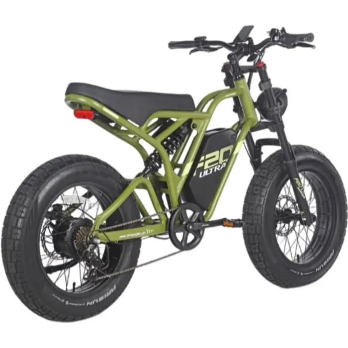 velo electrique Fafrees F20 Ultra Autonomie 100km Moteur 750W Doubles amortisseurs 20 pouces VTT Fat bike 48V25Ah Vert – Image 4
