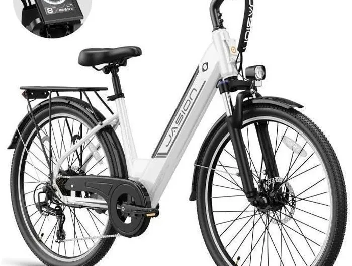 Vélo électrique VAE JASION 26" Blanc-Moteur 750W - Batterie Lithium Amovible 48V11Ah - Shimano 7 Vitesses - Pédalage Assisté
