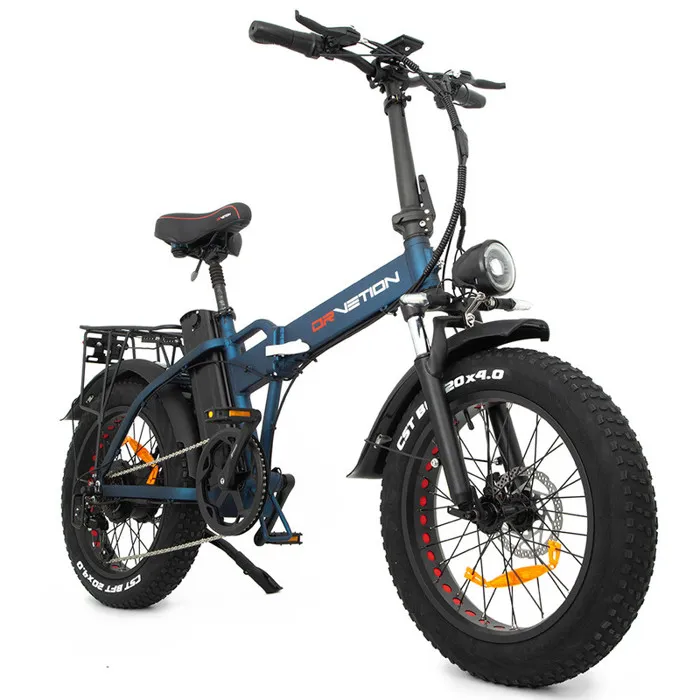 velo electrique Pliable DRVETION AT20 Autonomie 90km avec amortisseur avant Batterie 48V15Ah Shimano 7 vitesses Fat bike bleu – Image 2