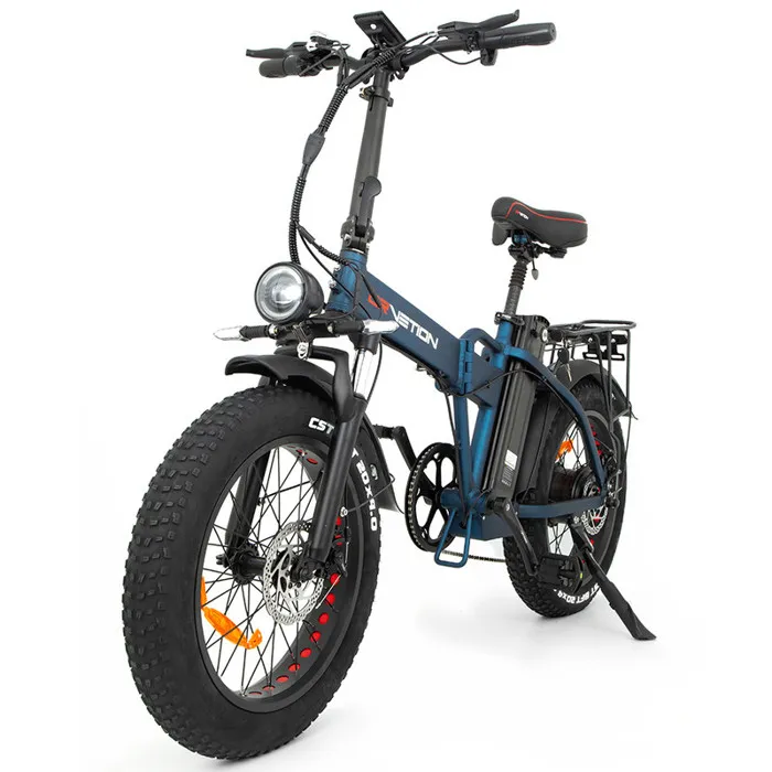 velo electrique Pliable DRVETION AT20 Autonomie 90km avec amortisseur avant Batterie 48V15Ah Shimano 7 vitesses Fat bike bleu – Image 5