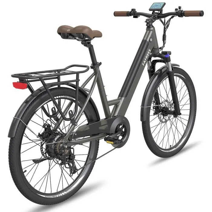 Vélo électrique pliable Fafrees F26 Pro 26 pouces Autonomie 65km Amortisseur avant Freins à disque Batterie 36V14,5Ah Gris – Image 4