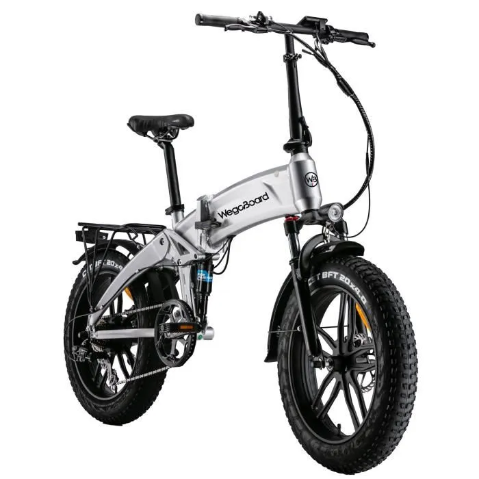 Vélo Électrique Pliable - Wegoboard - SuperBike Plus Argent - 20 pouces * 4.0 - 7 vitesses Batterie 36V 10,4 Ah - Autonomie 60 km – Image 2