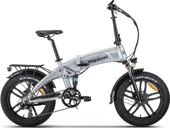 Vélo Électrique Pliable - Wegoboard - SuperBike Plus Argent - 20 pouces * 4.0 - 7 vitesses Batterie 36V 10,4 Ah - Autonomie 60 km