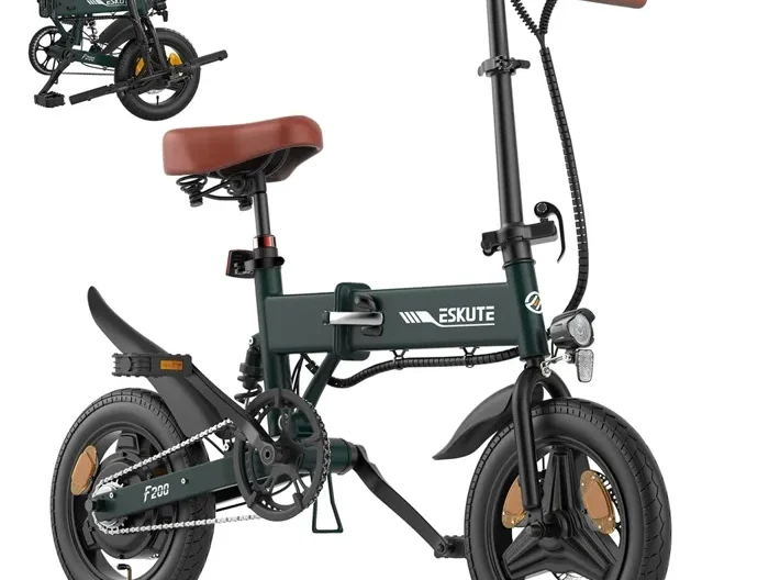 Vélo électrique de ville ESKUTE F200 14'', moteur 250W, 25 km/h, batterie 7,8 Ah, sans pédale d'accélérateur, vert