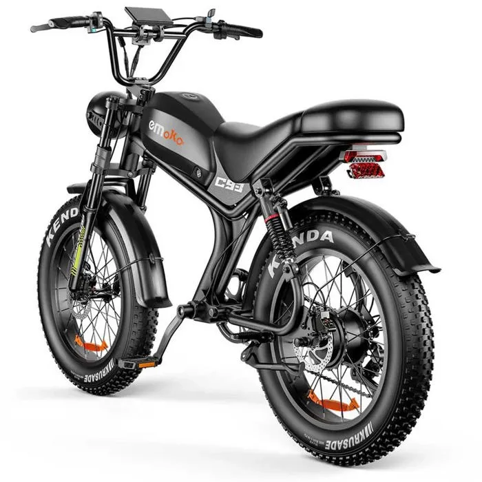 Vélo électrique Emoko C93, moteur 1000W, batterie 20AH, pneu 20''*4.0, 50KM/H, 7 vitesses, Noir – Image 2