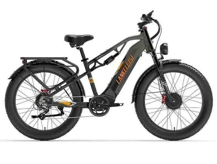 Vélo électrique LANKELEISI MG800 MAX Autonomie 120km Moteur 1000W Batterie 48V20Ah Amortisseur avant 26 pouces VTT Fat bike Gris