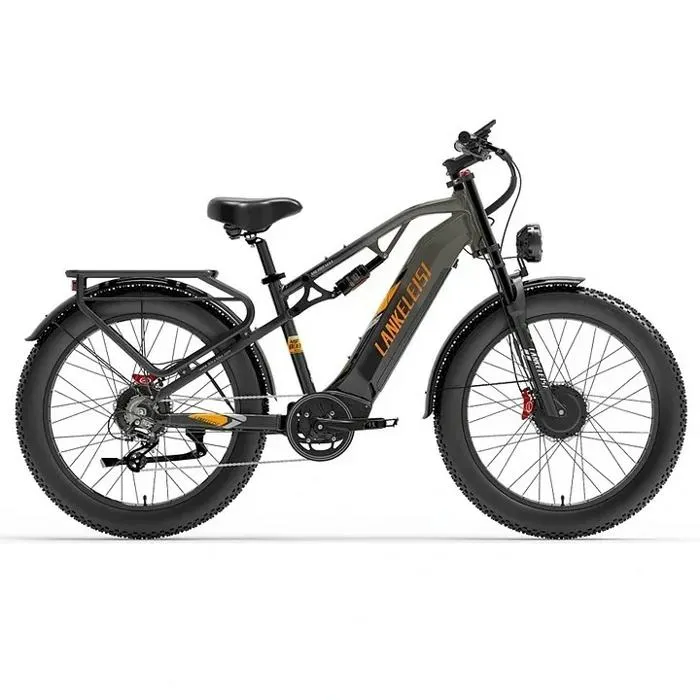 Vélo électrique LANKELEISI MG800 MAX Autonomie 120km Moteur 1000W Batterie 48V20Ah Amortisseur avant 26 pouces VTT Fat bike Gris