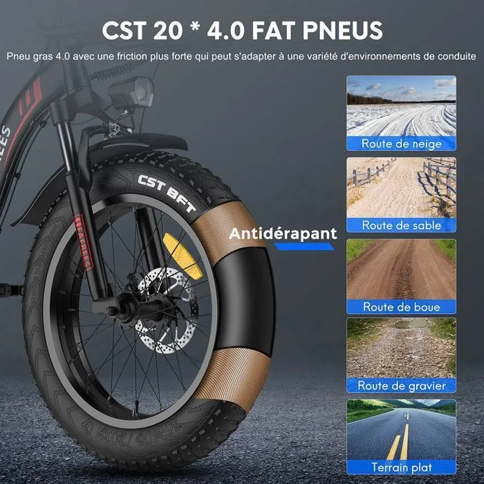 Vélo Électrique Pliable 20"x4 Pneu Fat - FAFREES F20 MAX - Moteur 690W Batterie Samsung 48V/22.5Ah, Autonomie 160km,Vélo Neige,Gris – Image 5