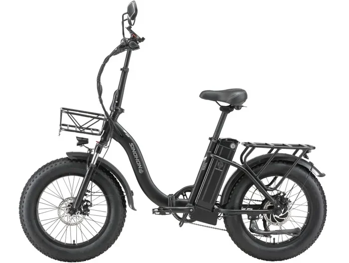 750W Vélo Electrique Pliable, 48V 15Ah, 7 Vitesses/Top 27.9mph, 20" × 4.0 Pneus Larges, Autonomie 100km - Noir