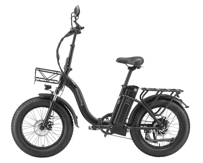 750W Vélo Electrique Pliable, 48V 15Ah, 7 Vitesses/Top 27.9mph, 20" × 4.0 Pneus Larges, Autonomie 100km - Noir