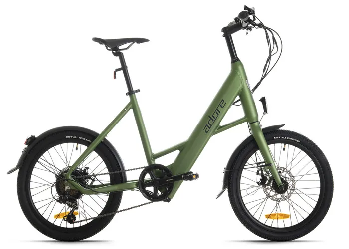 ADORE Vélo électrique compact 20" Aluminium C-200 Compact Bike Moteur dans la roue arrière 45NM / 10,4Ah vert métallisé mat