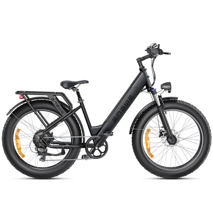 Vélo électrique ENGWE E26 ST Autonomie 140km Moteur 250W Batterie 48V16Ah Amortisseur avant Pneus snow 26 pouces VTC Fat bike Noir – Image 2
