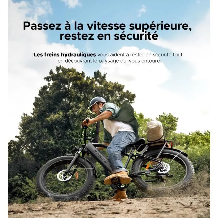 Vélo électrique ENGWE E26 ST Autonomie 140km Moteur 250W Batterie 48V16Ah Amortisseur avant Pneus snow 26 pouces VTC Fat bike Noir – Image 4