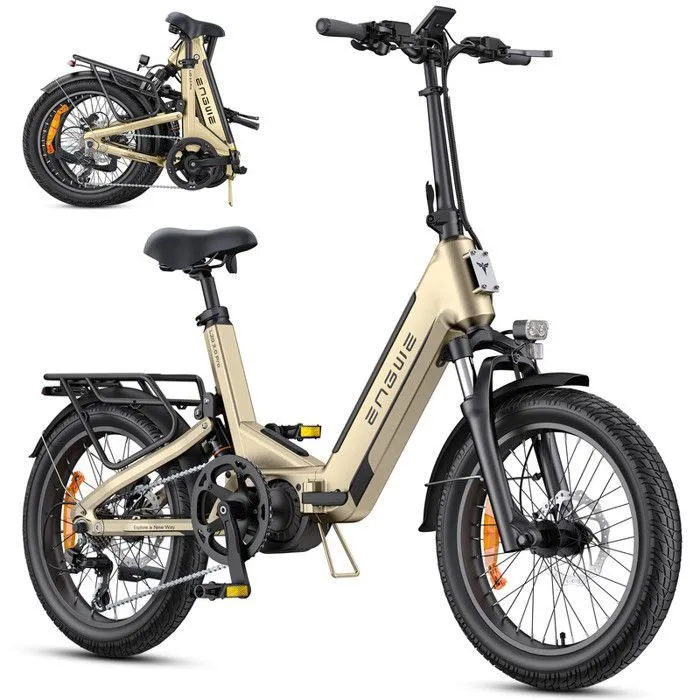 ENGWE L20 3.0 Pro - Vélo Électrique Pliable 20" - Batterie Amovible 48V15Ah - Autonomie 120km - Frein à disque hydraulique - Doré