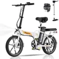 Vélo électrique Pliable EVERCROSS TECH Gros Pneus 16" EK5- Batterie amovible 36V Moteur 350W Freins Double Adulte - Blanc – Image 6