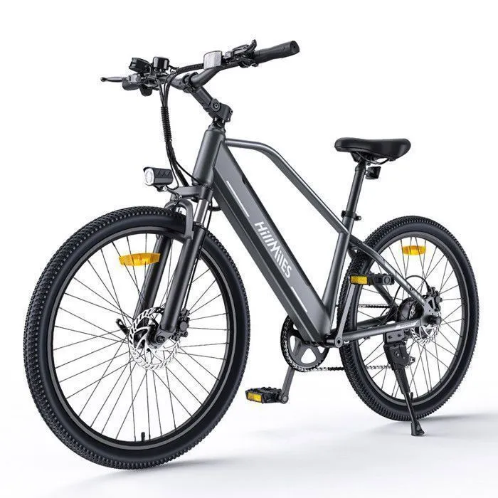 HILLMILES MileTrail 1 - Vélo Électrique 26" - Batterie Amovible 36V 13Ah - Autonomie 100km - Frein à disque hydraulique, Gris