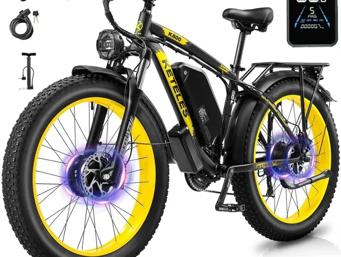 KETELES K800-2000W vélo électrique à double moteur avant et arrière-21 vitesses-batterie Samsung 23AH-pneus tout-terrain 26*4-jaune