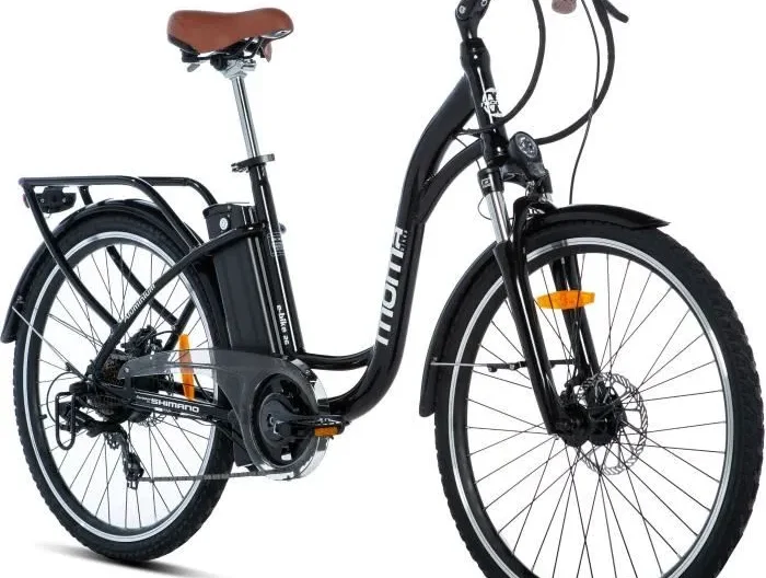 MOMA BIKES - Vélo électrique VAE de ville - 26" - SHIMANO - 7 Vitesses - Freins à disques hydrau - Batterie Ion Lit - 36V - 16A