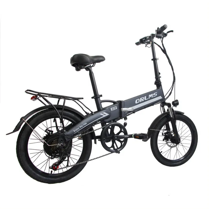 ORLMS S9 - Vélo électrique 20'' - Moteur 500 W - Batterie 48 V 13 Ah - Autonomie 48 km - 5 vitesses - Charge maximale 120 kg, Gris – Image 2