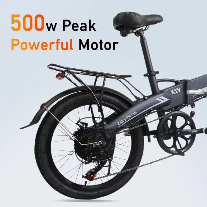 ORLMS S9 - Vélo électrique 20'' - Moteur 500 W - Batterie 48 V 13 Ah - Autonomie 48 km - 5 vitesses - Charge maximale 120 kg, Gris – Image 3