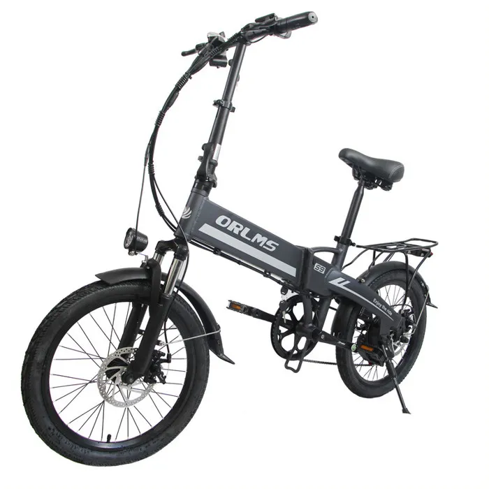 ORLMS S9 - Vélo électrique 20'' - Moteur 500 W - Batterie 48 V 13 Ah - Autonomie 48 km - 5 vitesses - Charge maximale 120 kg, Gris