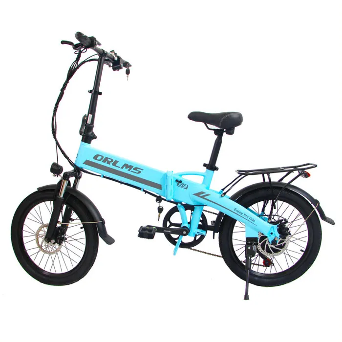 ORLMS S9 - Vélo électrique 20'' - Moteur 500 W - Batterie 48 V 13 Ah - Autonomie 48 km - 5 vitesses - Charge maximale 120 kg, Bleu