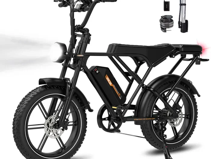 RCB Fatbike Vélo Électrique – Batterie 48V 20.8Ah, 90KM Autonomie, Pneus 20x4.0, Écran LCD, APP & NFC Noir