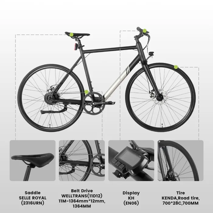 Vélo à assistance électrique, Moteur 250W Batterie 36V7AH 252WH, 25KM/H Autonomie 40KM, Pneu 700*28C, Vélos de route – Image 5
