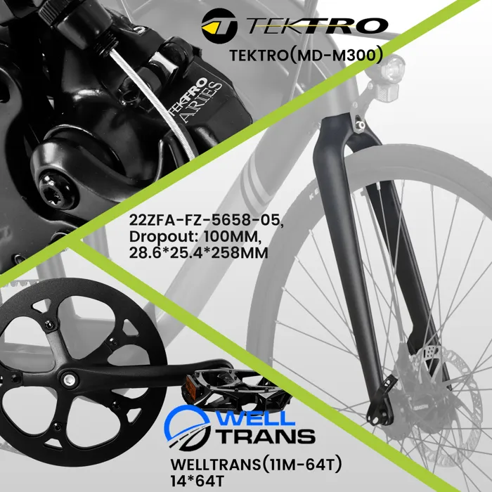 Vélo à assistance électrique, Moteur 250W Batterie 36V7AH 252WH, 25KM/H Autonomie 40KM, Pneu 700*28C, Vélos de route – Image 6