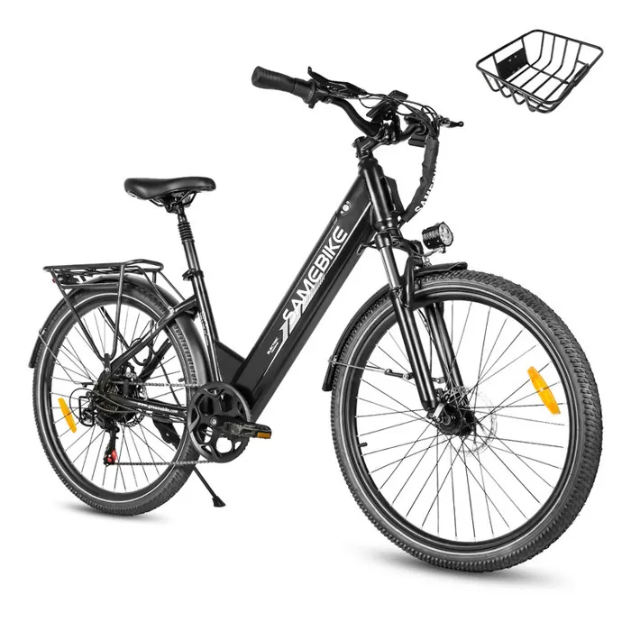 SAMEBIKE RS-A01 Pro-T - Vélo électrique - Roues de 26 pouces - Moteur 250w -Batterie 36V13Ah - Vélo ville shimano 7 vitesses, Noir